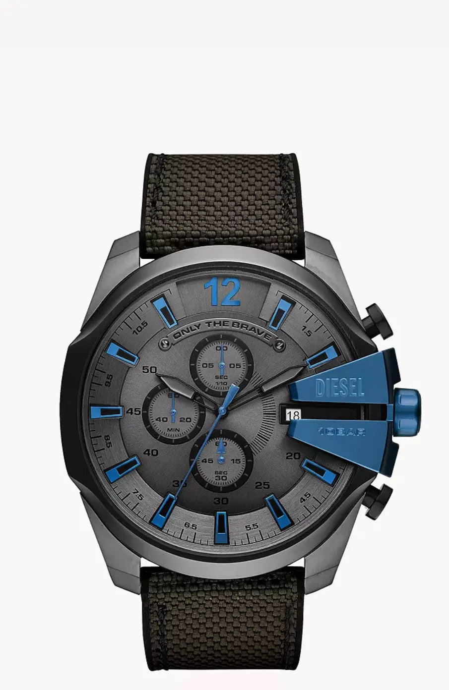 Diesel Men's Mega Chief Chronograph Black and Gray Nylon Watch DZ4500 VLP.LIFE