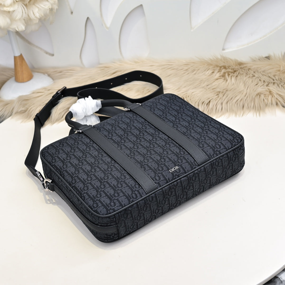 Dior Men’s Briefcase in Dior Oblique Jacquard).