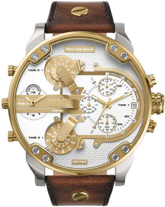 Diesel Mr. Daddy 2.0 DZ7483 Men’s Chronograph Watch | Gold & Brown Leather | Original Diesel Germany