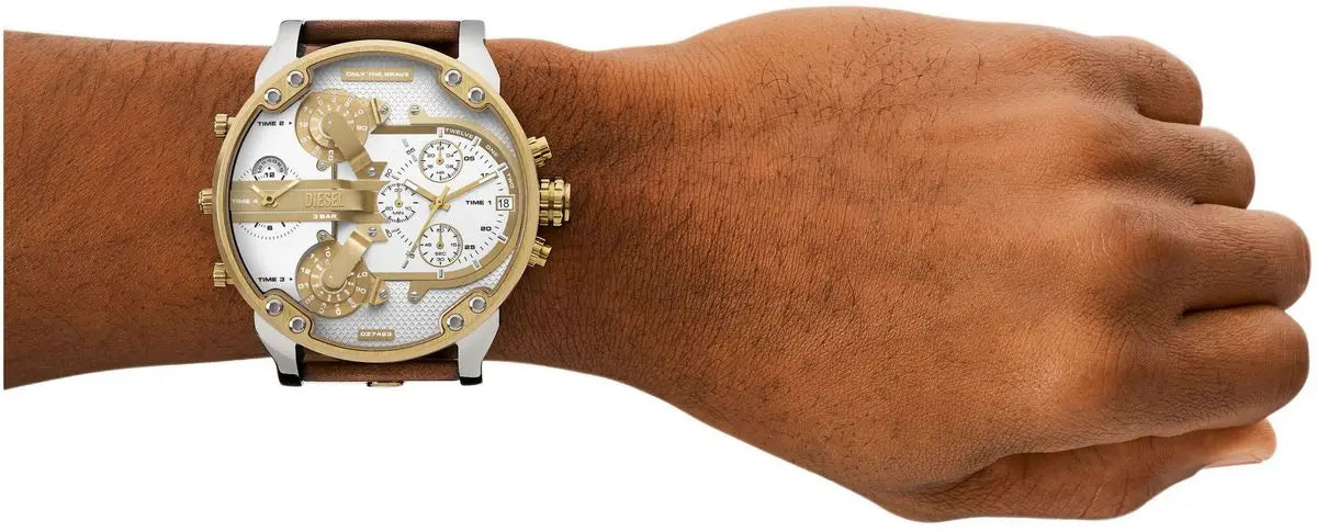 Diesel Mr. Daddy 2.0 DZ7483 Men’s Chronograph Watch | Gold & Brown Leather | Original Diesel Germany VLP.LIFE