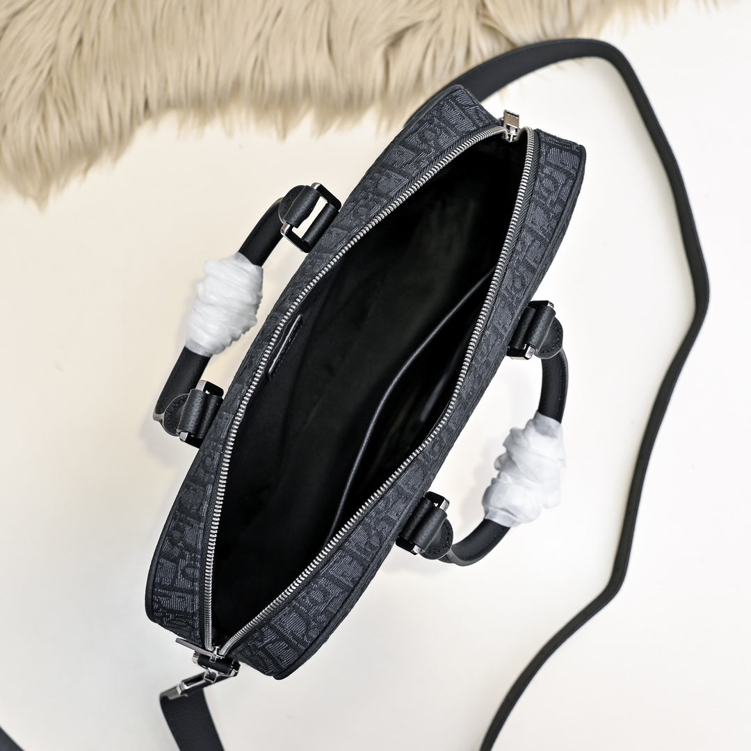 Dior Men’s Briefcase in Dior Oblique Jacquard).