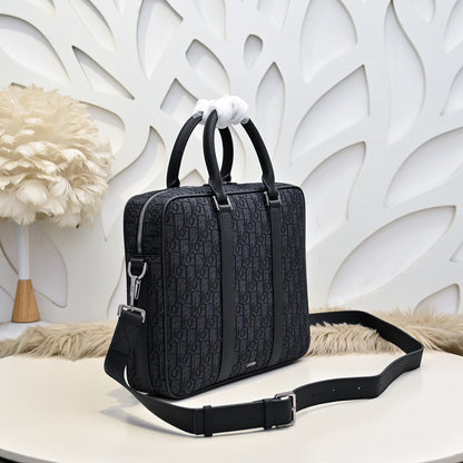 Dior Men’s Briefcase in Dior Oblique Jacquard).